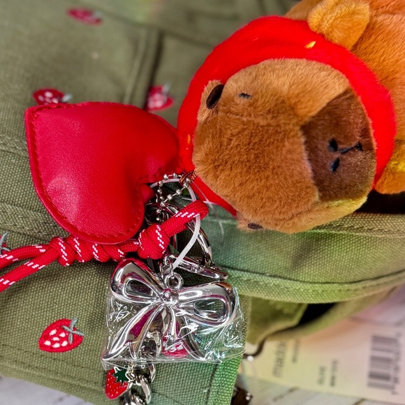 Madden Girl 🍓 Brand New Strawberry Tote Bag + Coin Pouch + Charms - Picture 7 of 8